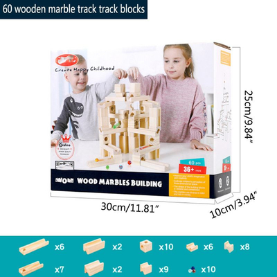 hölzernes Marmorversammlungbaustein der bahn-60pcs Ball-Puzzlespiel-Kinderpädagogisches Spielwaren-Kindergeschenk