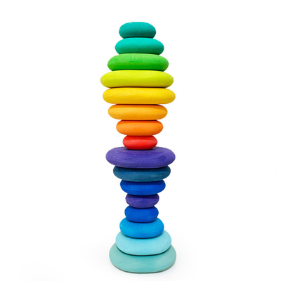 Spielwaren-Regenbogenbaustein DIY 3D hölzernes großes für Kinderkinder
