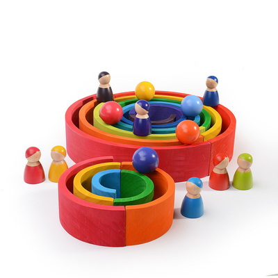 Spielwaren-Regenbogenbaustein DIY 3D hölzernes großes für Kinderkinder