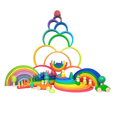 Spielwaren-Regenbogenbaustein DIY 3D hölzernes großes für Kinderkinder