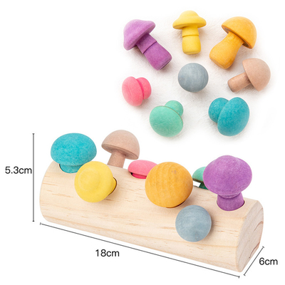 Kinderhölzerner Pilz, der Spielwaren-Regenbogen-Blöcke DIY 3D auswählt