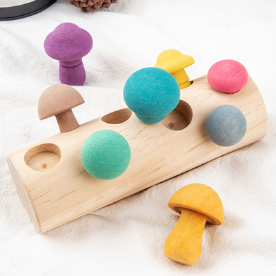 Kinderhölzerner Pilz, der Spielwaren-Regenbogen-Blöcke DIY 3D auswählt