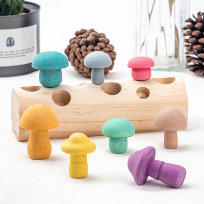 Kinderhölzerner Pilz, der Spielwaren-Regenbogen-Blöcke DIY 3D auswählt