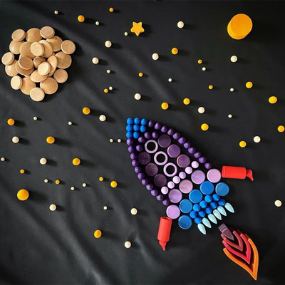 Baby, das hölzerner Erbauer nordischen hölzernen Regenbogen einstellte, blockiert Spielwaren-Kinderkleinkind-Baby G lose Teile Montessori pädagogisches