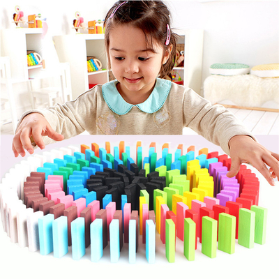 Hölzernes Regenbogen-DominoBaustein 120Pcs für die pädagogischen Kinder