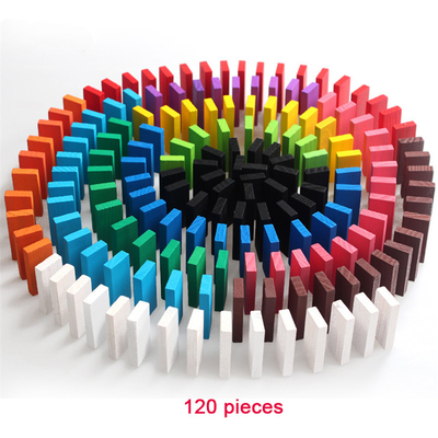 Hölzernes Regenbogen-DominoBaustein 120Pcs für die pädagogischen Kinder