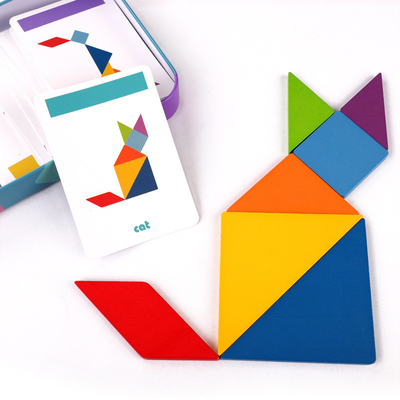 tierischer Puzzle des hölzernen Muster-3D bunter Tangram Toy Kids Montessori Early Education, der Spiel-Spielwaren-Kinder sortiert