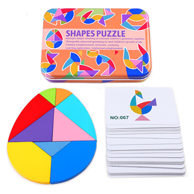 tierischer Puzzle des hölzernen Muster-3D bunter Tangram Toy Kids Montessori Early Education, der Spiel-Spielwaren-Kinder sortiert
