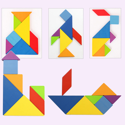 tierischer Puzzle des hölzernen Muster-3D bunter Tangram Toy Kids Montessori Early Education, der Spiel-Spielwaren-Kinder sortiert