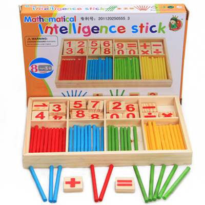 Zahl blockiert die Zählung von den Stock-Ausbildungs-hölzernen Spielwaren, die mathematische Holzkiste Intelligenz-Block Montessori errichten