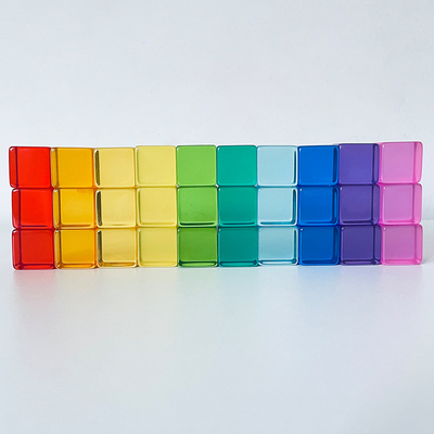 Große Farbstraße hölzerner Gem Blocks Kids Transparent Windows blockiert Ziegelstein-das Acrylwürfel-Block-Baby des Spiel-X, das T stapelt