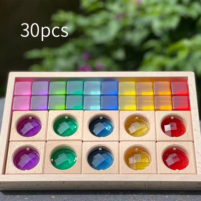 Große Farbstraße hölzerner Gem Blocks Kids Transparent Windows blockiert Ziegelstein-das Acrylwürfel-Block-Baby des Spiel-X, das T stapelt