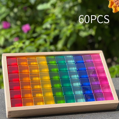 Große Farbstraße hölzerner Gem Blocks Kids Transparent Windows blockiert Ziegelstein-das Acrylwürfel-Block-Baby des Spiel-X, das T stapelt