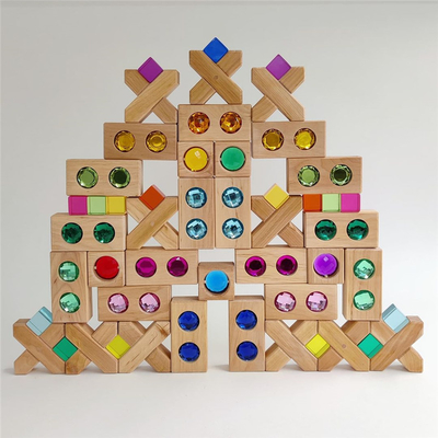 Große Farbstraße hölzerner Gem Blocks Kids Transparent Windows blockiert Ziegelstein-das Acrylwürfel-Block-Baby des Spiel-X, das T stapelt