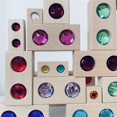 Große Farbstraße hölzerner Gem Blocks Kids Transparent Windows blockiert Ziegelstein-das Acrylwürfel-Block-Baby des Spiel-X, das T stapelt