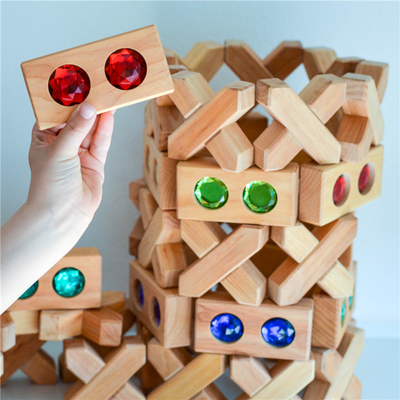 Große Farbstraße hölzerner Gem Blocks Kids Transparent Windows blockiert Ziegelstein-das Acrylwürfel-Block-Baby des Spiel-X, das T stapelt