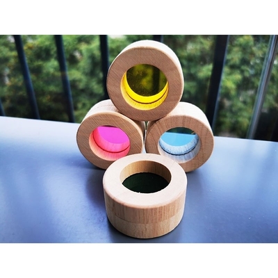 Hölzernes Toy Sensory Rainbow Mirror Blocks Vollgummi-Holz Kind- Montessori, das Acryl-Buliding-Stapler pädagogisch stapelt