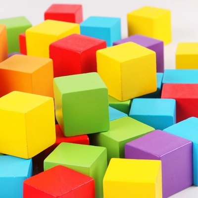 Bunte hölzerne Würfel-Bausteine Toy Baby Color und geometrische Form-hölzerne pädagogische Spielwaren für Chil