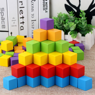 Bunte hölzerne Würfel-Bausteine Toy Baby Color und geometrische Form-hölzerne pädagogische Spielwaren für Chil