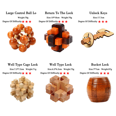 Hölzernes Kong Ming Puzzles Set Luban Lock IQ-Rätselspiel für erwachsenes Niveau-Grad-Spiel-Spielzeug Kinderzeit-Mörder-Brain Teasers 3