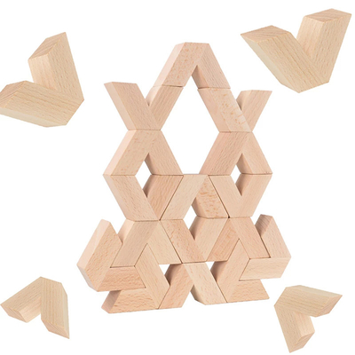 V-Form 16pcs hölzerne Montessori pädagogische stapelnde Blöcke natürliches großes hölzernes 3D Baustein-Spielwaren-Baby Unpaint zu