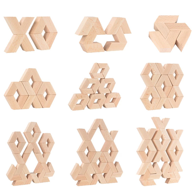 V-Form 16pcs hölzerne Montessori pädagogische stapelnde Blöcke natürliches großes hölzernes 3D Baustein-Spielwaren-Baby Unpaint zu