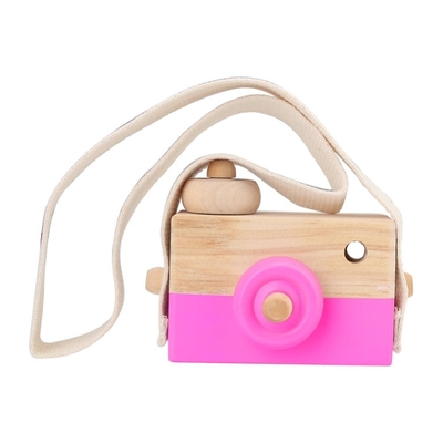 Lassen Sie uns 1Pc hölzernes Baby machen, das Spielwaren Kamera-Holz-Anhänger Montessori-Spielwaren für anwesendes Krankenpflege-Geschenk Kindhölzernes Diy umarbeiten