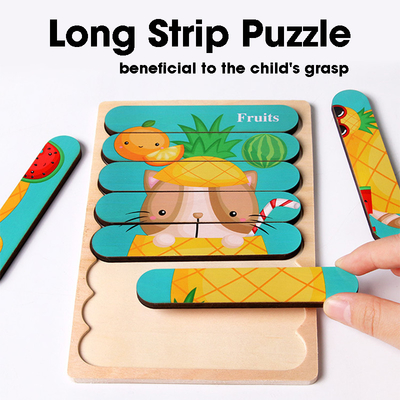 Doppelter mit Seiten versehener Streifen 3D verwirrt Baby-Toy Wooden Montessori Materials Educational-Spielwaren für Kindergroße Ziegelsteine, die Kinder lernen