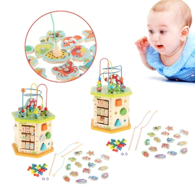 Großer hölzerner Tätigkeits-Würfel Montessori für neues Jahr-Kinderbaby-Kind