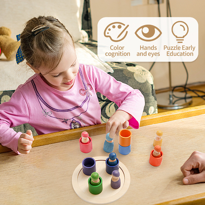 Pädagogischer hölzerner Regenbogen-Block Montessori, der Spiel-Puzzlespiel-Kinder zählt
