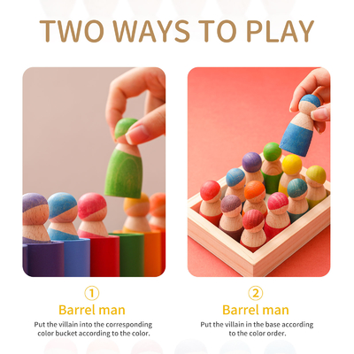 Pädagogischer hölzerner Regenbogen-Block Montessori, der Spiel-Puzzlespiel-Kinder zählt