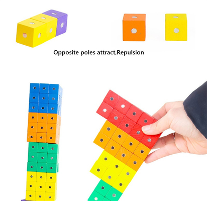 Pädagogischer quadratischer Würfel-Regenbogen-magnetische Blöcke 10pc 2X2X2cm hölzern