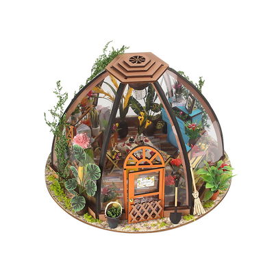 Hölzernes DIY-Miniaturpuppenhaus mit Licht-Batterie des Möbel-Gartenarbeit-Werkzeug-LED
