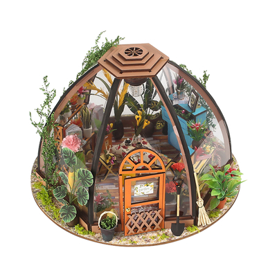 Hölzernes DIY-Miniaturpuppenhaus mit Licht-Batterie des Möbel-Gartenarbeit-Werkzeug-LED