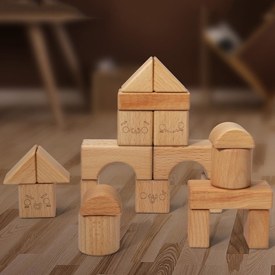 Fester hölzerner stapelnder Block Toy Shape Cognition DIY für Kinderkinder