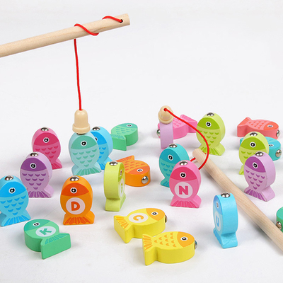 Spiel-hölzerne alphanumerische Spielwaren für Kinder Montessori früh fischen pädagogisch