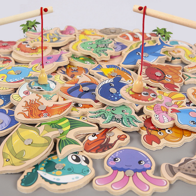 Spiel-hölzerne alphanumerische Spielwaren für Kinder Montessori früh fischen pädagogisch