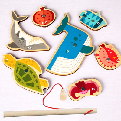 Spiel-hölzerne alphanumerische Spielwaren für Kinder Montessori früh fischen pädagogisch