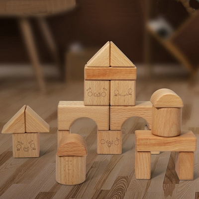 Buche 20pcs Burlywood-Holzklötze spielt natürlichen Montessori, der Ausbildung lernt