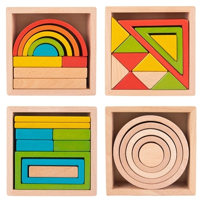 Hölzernes Stapler-Verschachtelungs-Puzzlespiel blockiert Montessori, der Spiel für Vorschule stapelt