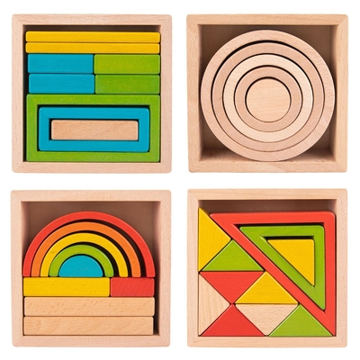 Hölzernes Stapler-Verschachtelungs-Puzzlespiel blockiert Montessori, der Spiel für Vorschule stapelt