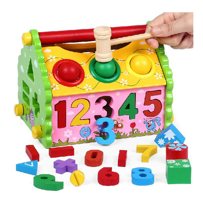 Kindersortierbox-Klugheits-Haus hölzerner Montessori hell