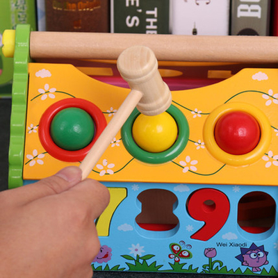 Kindersortierbox-Klugheits-Haus hölzerner Montessori hell