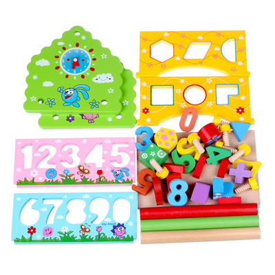 Kindersortierbox-Klugheits-Haus hölzerner Montessori hell