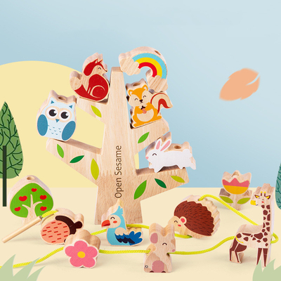 Hölzerne Tierbalance, die Spiel-natürlichen Baum Toy For Preschool stapelt