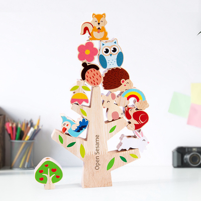 Hölzerne Tierbalance, die Spiel-natürlichen Baum Toy For Preschool stapelt