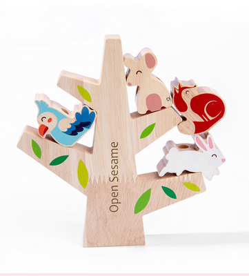 Hölzerne Tierbalance, die Spiel-natürlichen Baum Toy For Preschool stapelt
