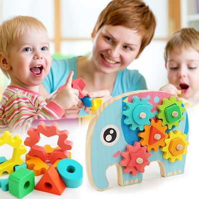 Intelligenter Elefant-Owl Gear Block Wood Creative-Tierentwurf