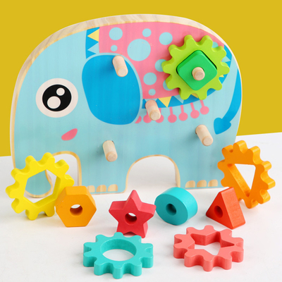 Intelligenter Elefant-Owl Gear Block Wood Creative-Tierentwurf