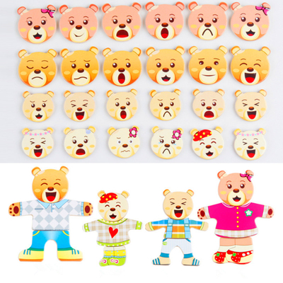 hölzernes Tier72pcs puzzle-Karikatur-Kaninchen-Bärn-Kleid